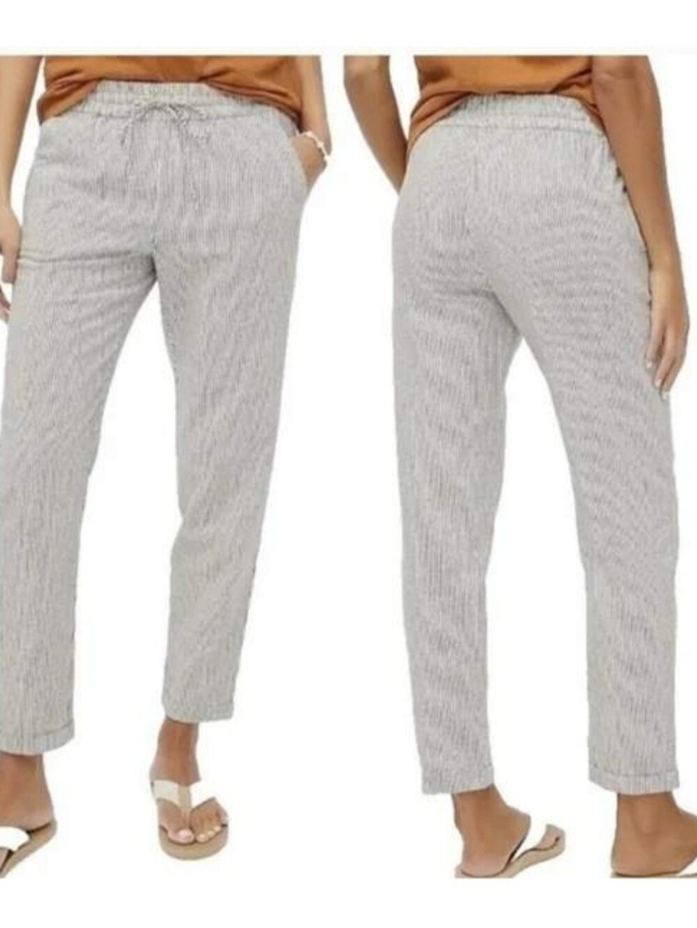 J. Crew Linen Cotton Striped Drawstring Pants Size 2